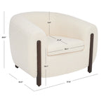 Fauteuil d'appoint dossier incurvé en bouclette ivoire, une place - 96,5 cm (L) x 86,4 cm (P) x 71,1 cm (H)