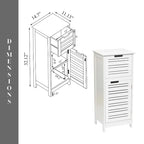 Meuble de salle de bain blanc satiné avec tiroir et porte ventilée