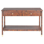 Console de table SAFAVIEH Franc brun foncé/doré à 2 tiroirs et 1 étagère - 42 L x 15,8 P x 29 H - 42Lx16Px29H