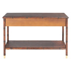 Console de table SAFAVIEH Franc brun foncé/doré à 2 tiroirs et 1 étagère - 42 L x 15,8 P x 29 H - 42Lx16Px29H