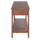 Console de table SAFAVIEH Franc brun foncé/doré à 2 tiroirs et 1 étagère - 42 L x 15,8 P x 29 H - 42Lx16Px29H