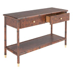 Console de table SAFAVIEH Franc brun foncé/doré à 2 tiroirs et 1 étagère - 42 L x 15,8 P x 29 H - 42Lx16Px29H