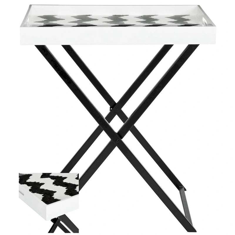 Table de service Noir et Blanc, 1 personne, 71 cm (L) x 46 cm (P) x 81 cm (H)