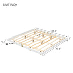 Lit plateforme bas avec lumières LED, taille King, naturel/gris/blanc, convient pour 2 personnes