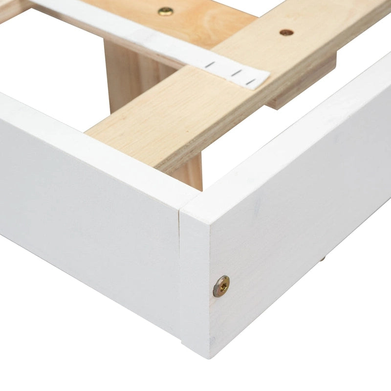 Lit plateforme bas avec lumières LED, taille King, naturel/gris/blanc, convient pour 2 personnes