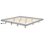 Lit plateforme bas avec lumières LED, taille King, naturel/gris/blanc, convient pour 2 personnes