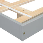 Lit plateforme bas avec lumières LED, taille King, naturel/gris/blanc, convient pour 2 personnes