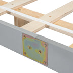 Lit plateforme bas avec lumières LED, taille King, naturel/gris/blanc, convient pour 2 personnes