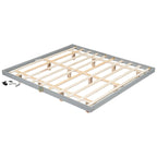 Lit plateforme bas avec lumières LED, taille King, naturel/gris/blanc, convient pour 2 personnes