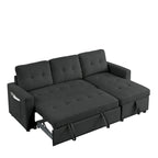 Canapé-lit sectionnel réversible beige de 78,5 pouces avec chaise longue de rangement et pochette latérale - 78,5 larg. x 49 prof. x 31 haut.