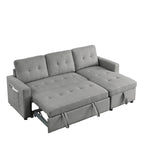 Canapé-lit sectionnel réversible beige de 78,5 pouces avec chaise longue de rangement et pochette latérale - 78,5 larg. x 49 prof. x 31 haut.