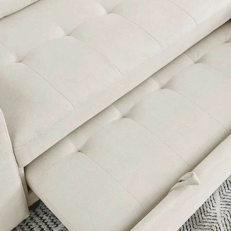 Canapé-lit sectionnel réversible beige de 78,5 pouces avec chaise longue de rangement et pochette latérale - 78,5 larg. x 49 prof. x 31 haut.