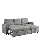 Canapé-lit sectionnel réversible beige de 78,5 pouces avec chaise longue de rangement et pochette latérale - 78,5 larg. x 49 prof. x 31 haut.