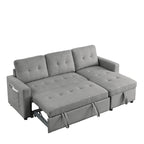 Canapé-lit sectionnel réversible beige de 78,5 pouces avec chaise longue de rangement et pochette latérale - 78,5 larg. x 49 prof. x 31 haut.