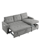 Canapé-lit sectionnel réversible beige de 78,5 pouces avec chaise longue de rangement et pochette latérale - 78,5 larg. x 49 prof. x 31 haut.
