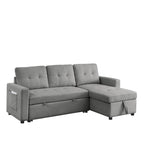 Canapé-lit sectionnel réversible beige de 78,5 pouces avec chaise longue de rangement et pochette latérale - 78,5 larg. x 49 prof. x 31 haut.