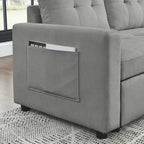 Canapé-lit sectionnel réversible beige de 78,5 pouces avec chaise longue de rangement et pochette latérale - 78,5 larg. x 49 prof. x 31 haut.