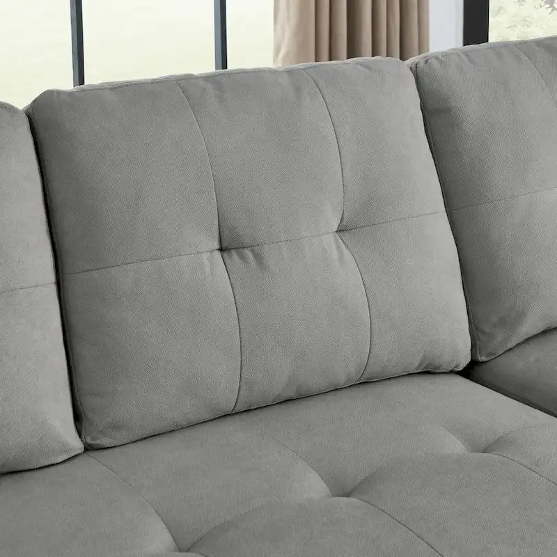 Canapé-lit sectionnel réversible beige de 78,5 pouces avec chaise longue de rangement et pochette latérale - 78,5 larg. x 49 prof. x 31 haut.