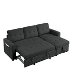 Canapé-lit sectionnel réversible beige de 78,5 pouces avec chaise longue de rangement et pochette latérale - 78,5 larg. x 49 prof. x 31 haut.