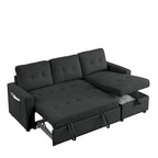Canapé-lit sectionnel réversible beige de 78,5 pouces avec chaise longue de rangement et pochette latérale - 78,5 larg. x 49 prof. x 31 haut.