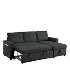 Canapé-lit sectionnel réversible beige de 78,5 pouces avec chaise longue de rangement et pochette latérale - 78,5 larg. x 49 prof. x 31 haut.