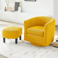 Fauteuil d'appoint pivotant en velours côtelé avec ottoman, une place – Jaune / Blanc / Vert / Noir / Gris