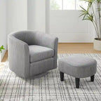 Fauteuil d'appoint pivotant en velours côtelé avec ottoman, une place – Jaune / Blanc / Vert / Noir / Gris