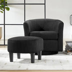 Fauteuil d'appoint pivotant en velours côtelé avec ottoman, une place – Jaune / Blanc / Vert / Noir / Gris