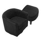 Fauteuil d'appoint pivotant en velours côtelé avec ottoman, une place – Jaune / Blanc / Vert / Noir / Gris
