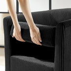 Fauteuil d'appoint pivotant en velours côtelé avec ottoman, une place – Jaune / Blanc / Vert / Noir / Gris