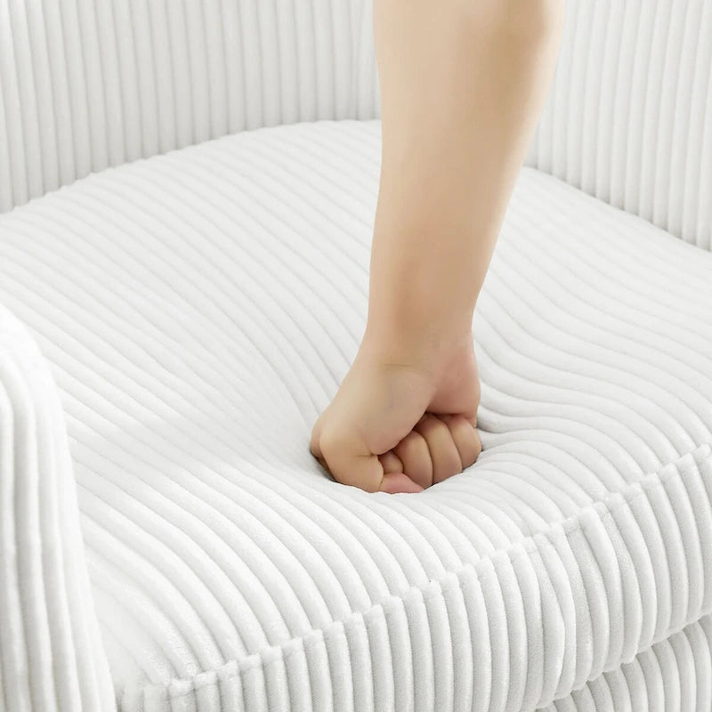 Fauteuil d'appoint pivotant en velours côtelé avec ottoman, une place – Jaune / Blanc / Vert / Noir / Gris
