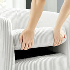 Fauteuil d'appoint pivotant en velours côtelé avec ottoman, une place – Jaune / Blanc / Vert / Noir / Gris