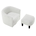 Fauteuil d'appoint pivotant en velours côtelé avec ottoman, une place – Jaune / Blanc / Vert / Noir / Gris