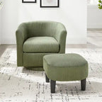 Fauteuil d'appoint pivotant en velours côtelé avec ottoman, une place – Jaune / Blanc / Vert / Noir / Gris