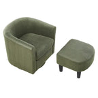 Fauteuil d'appoint pivotant en velours côtelé avec ottoman, une place – Jaune / Blanc / Vert / Noir / Gris