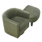 Fauteuil d'appoint pivotant en velours côtelé avec ottoman, une place – Jaune / Blanc / Vert / Noir / Gris