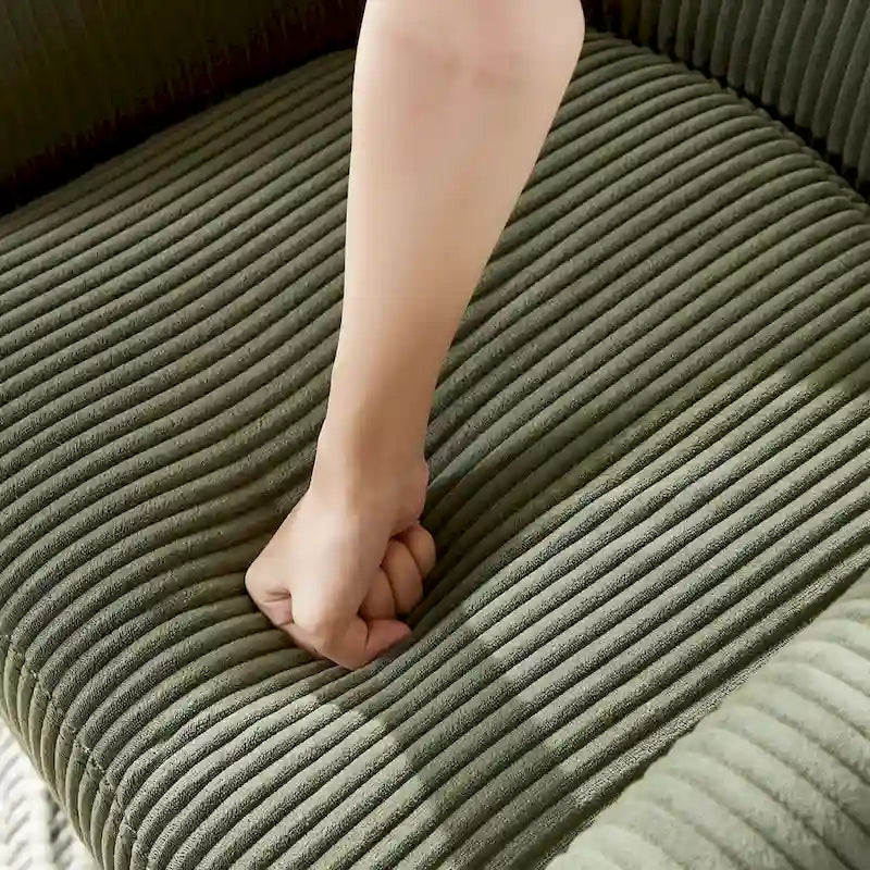Fauteuil d'appoint pivotant en velours côtelé avec ottoman, une place – Jaune / Blanc / Vert / Noir / Gris