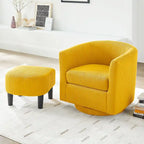 Fauteuil d'appoint pivotant en velours côtelé avec ottoman, une place – Jaune / Blanc / Vert / Noir / Gris