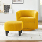 Fauteuil d'appoint pivotant en velours côtelé avec ottoman, une place – Jaune / Blanc / Vert / Noir / Gris