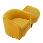 Fauteuil d'appoint pivotant en velours côtelé avec ottoman, une place – Jaune / Blanc / Vert / Noir / Gris
