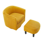 Fauteuil d'appoint pivotant en velours côtelé avec ottoman, une place – Jaune / Blanc / Vert / Noir / Gris