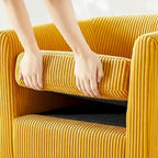 Fauteuil d'appoint pivotant en velours côtelé avec ottoman, une place – Jaune / Blanc / Vert / Noir / Gris
