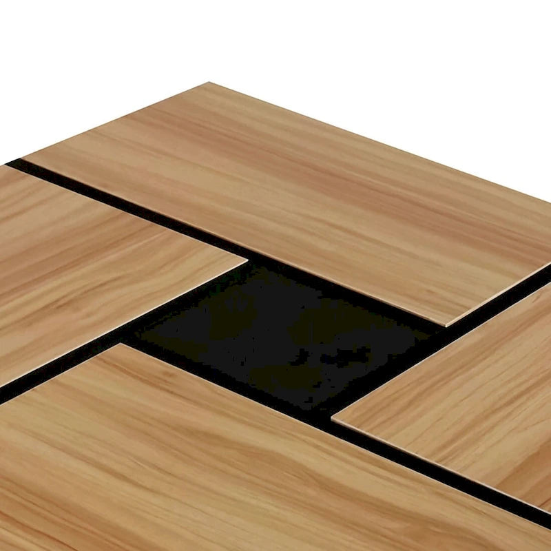 Table basse carrée blanche/marron/noire avec plateau coulissant et rangement dissimulé, 1 à 4 places