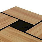 Table basse carrée blanche/marron/noire avec plateau coulissant et rangement dissimulé, 1 à 4 places