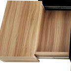 Table basse carrée blanche/marron/noire avec plateau coulissant et rangement dissimulé, 1 à 4 places