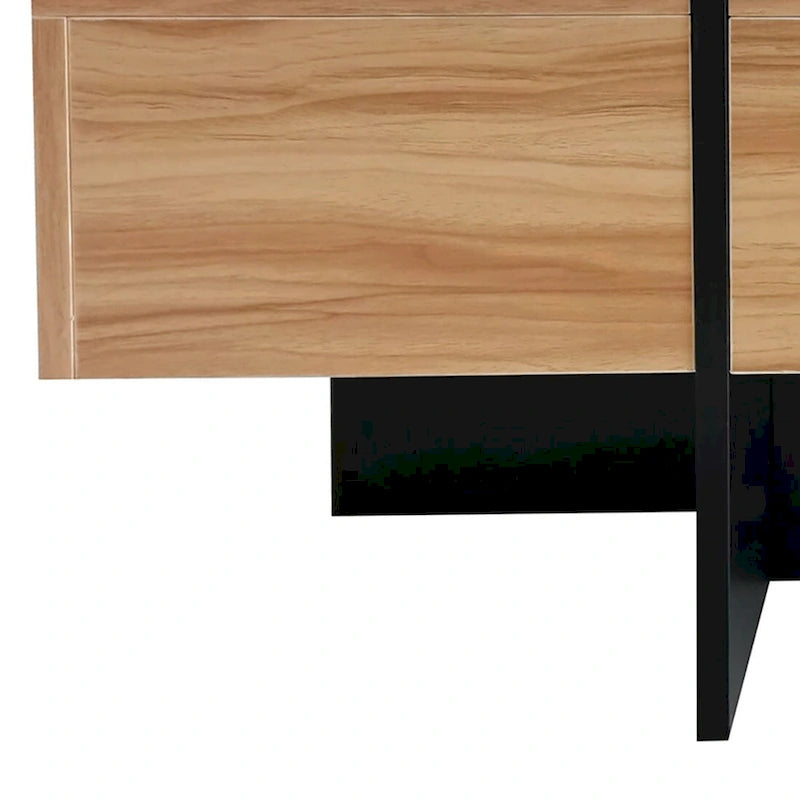 Table basse carrée blanche/marron/noire avec plateau coulissant et rangement dissimulé, 1 à 4 places