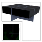 Table basse carrée blanche/marron/noire avec plateau coulissant et rangement dissimulé, 1 à 4 places