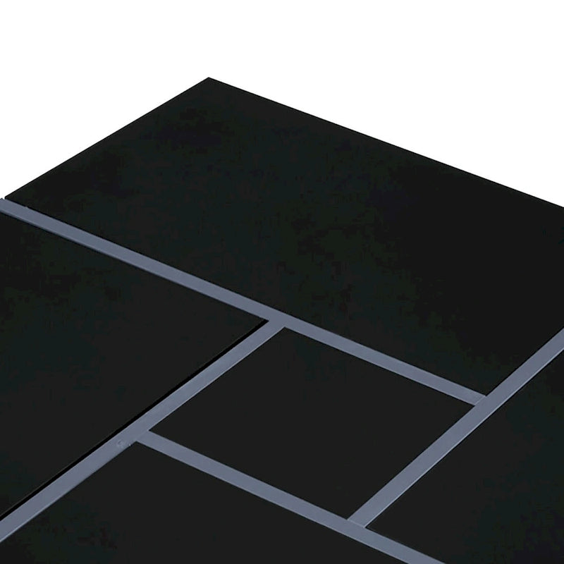 Table basse carrée blanche/marron/noire avec plateau coulissant et rangement dissimulé, 1 à 4 places