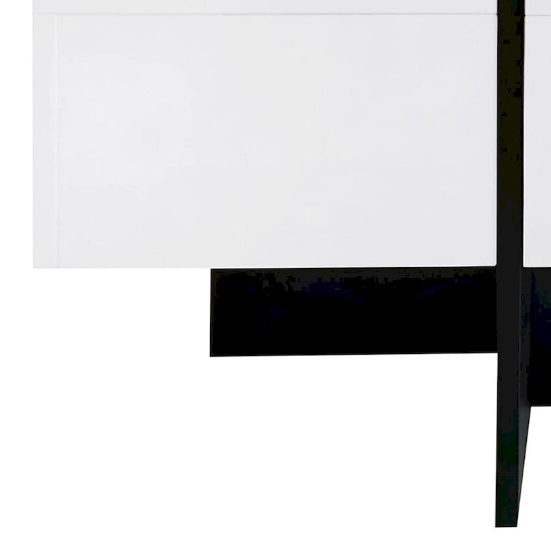 Table basse carrée blanche/marron/noire avec plateau coulissant et rangement dissimulé, 1 à 4 places