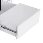 Table basse carrée blanche/marron/noire avec plateau coulissant et rangement dissimulé, 1 à 4 places